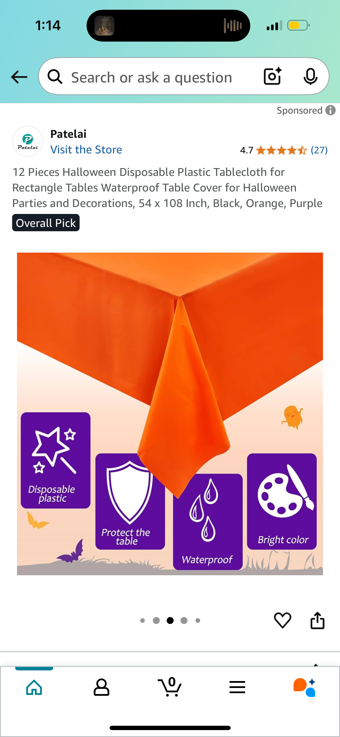 12 Pieces Halloween Disposable Plastic Tablecloth for Rectangle Tables Waterproof Table Cover for Halloween Parties and Decorations, 54 x 108 Inch, Black, Orange, Purple