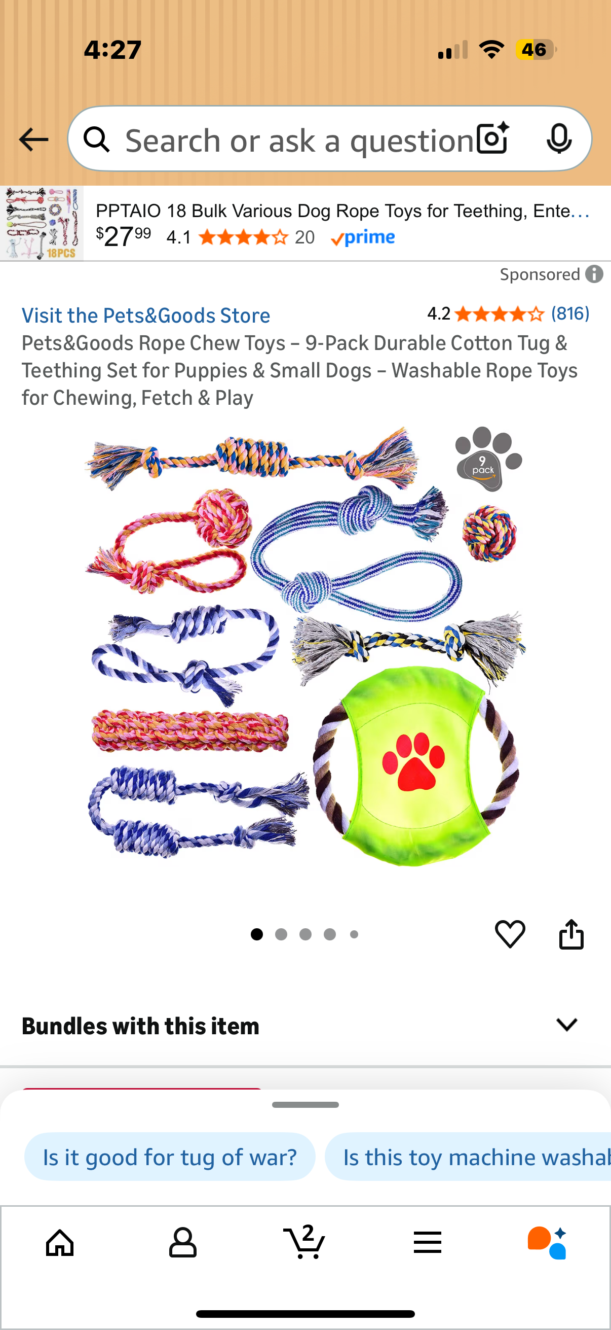 Pets&Goods Rope Chew Toys – 9-Pack Durable Cotton Tug & Teething Set for Puppies & Small Dogs – Washable Rope Toys for Chewing, Fetch & Play