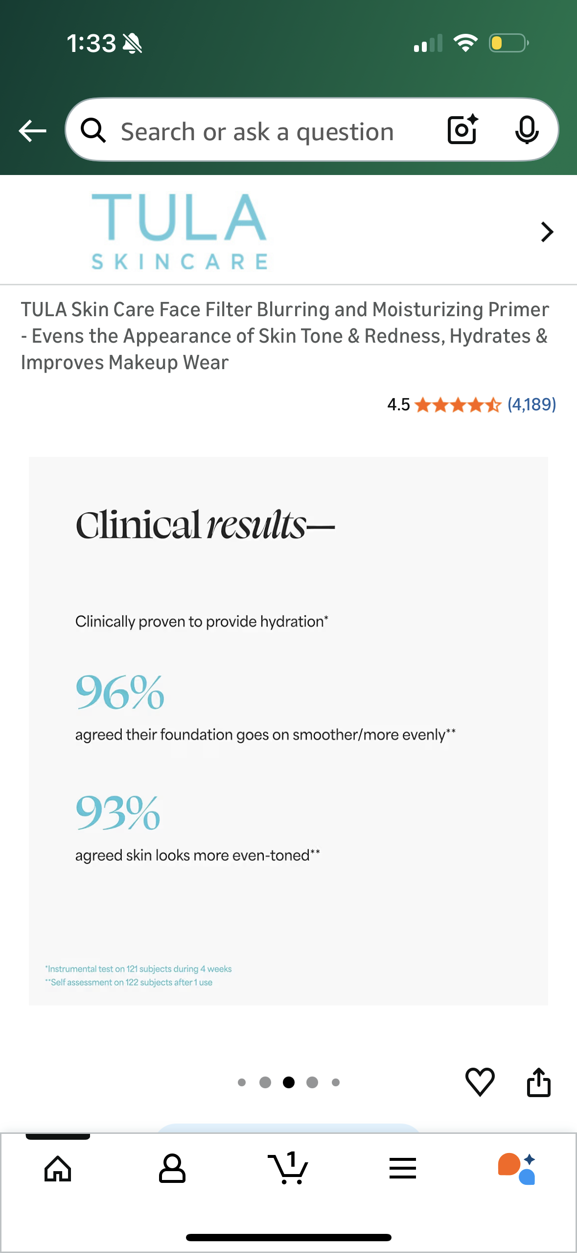 TULA Skin Care Face Filter Blurring and Moisturizing Primer - Evens the Appearance of Skin Tone & Redness, Hydrates & Improves Makeup Wear