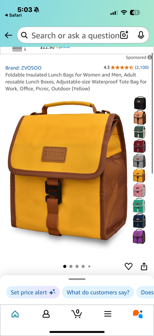 Foldable Insulated Lunch Bags for Women and Men, Adult reusable Lunch Boxes, Adjustable-size Waterproof Tote Bag for Work, Office, Picnic, Outdoor (Yellow