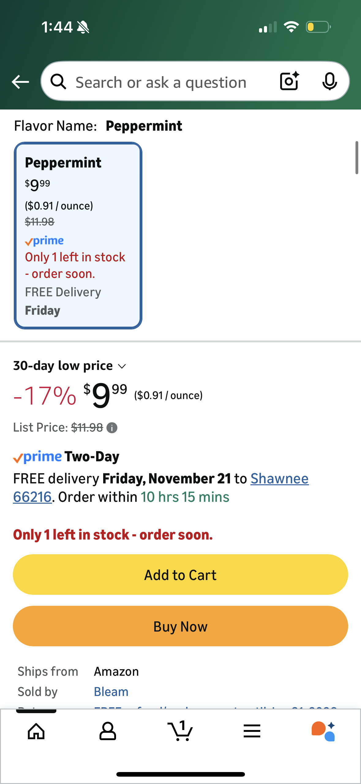 Tom's of Maine Fluoride-Free Antiplaque & Whitening Natural Toothpaste, Peppermint, 5.5 oz. (Pack of 2)