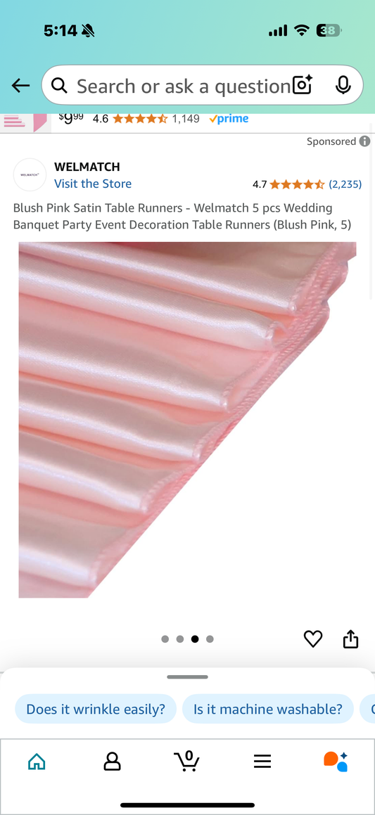 Blush Pink Satin Table Runners - Welmatch 5 pcs Wedding Banquet Party Event Decoration Table Runners (Blush Pink, 5)