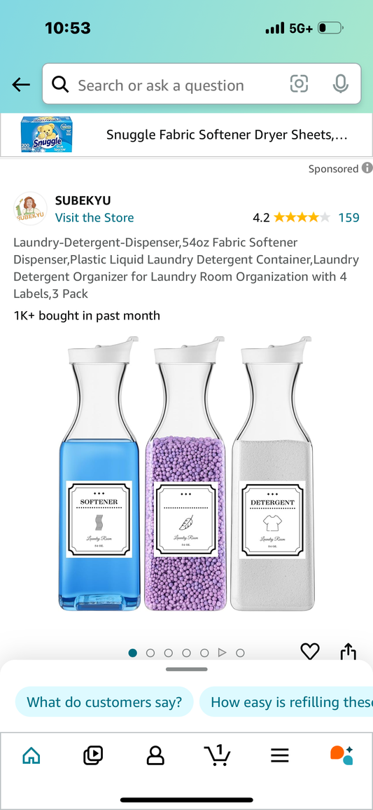 Laundry-Detergent-Dispenser,54oz Fabric Softener Dispenser,Plastic Liquid Laundry Detergent Container,Laundry Detergent Organizer for Laundry Room Organization with 4 Labels,3 Pack