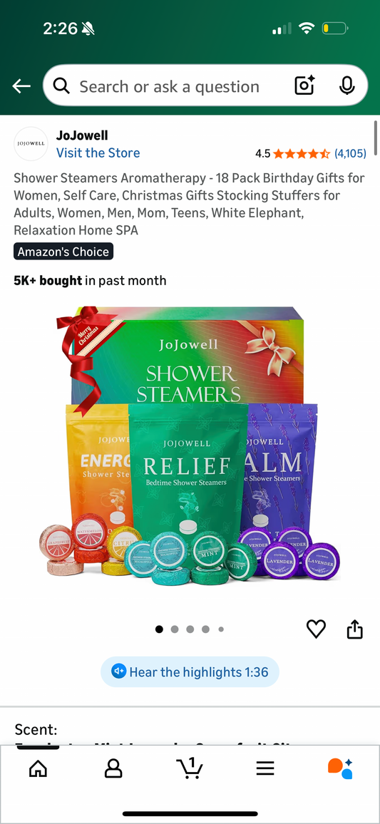 Shower Steamers Aromatherapy - 18 Pack Birthday Gifts for Women, Self Care, Christmas Gifts Stocking Stuffers for Adults, Women, Men, Mom, Teens, White Elephant, Relaxation Home SPA