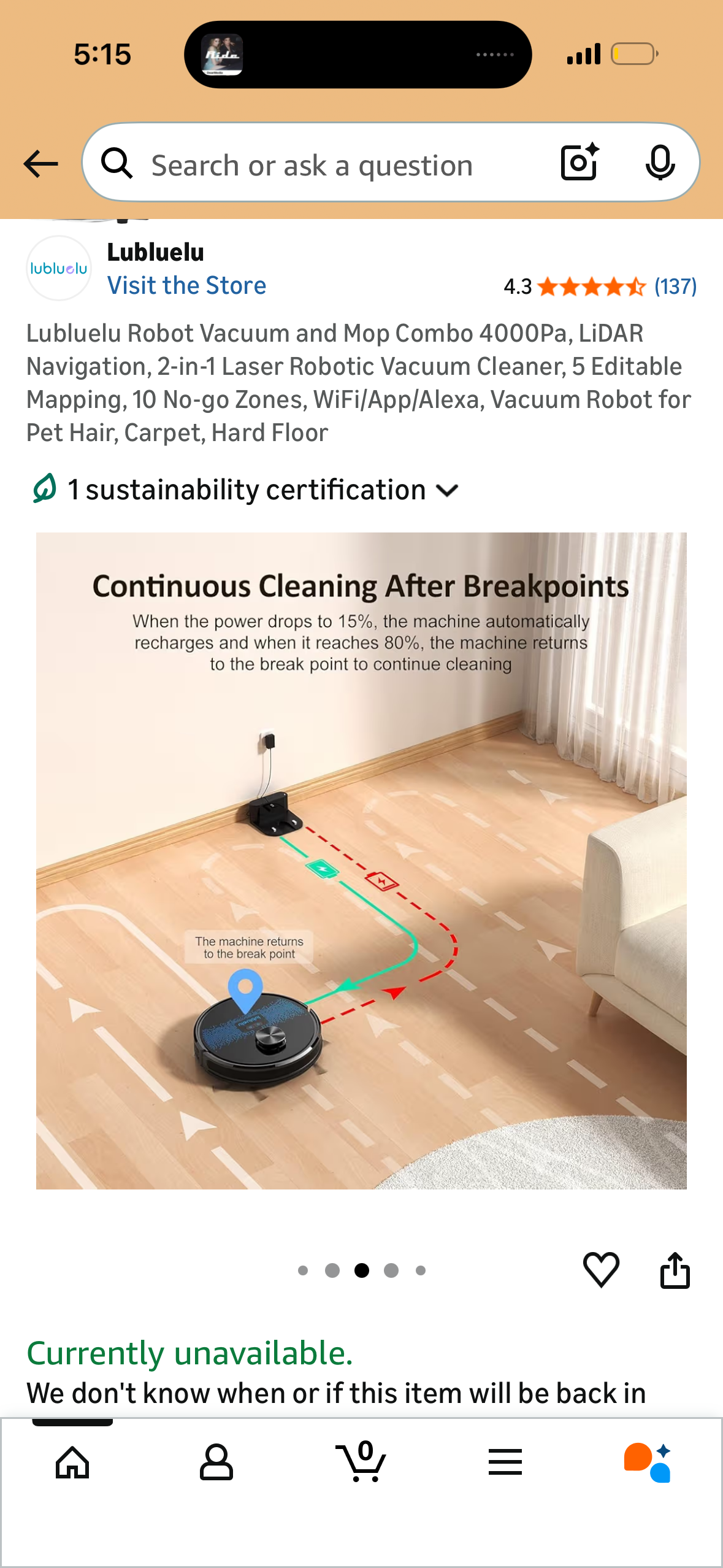 Robot Vacuum and Mop Combo 4000Pa, LiDAR Navigation, 2-in-1 Laser Robotic Vacuum Cleaner, 5 Editable Mapping, 10 No-go Zones, WiFi/App/Alexa, Vacuum Robot for Pet Hair, Carpet, Hard Floor