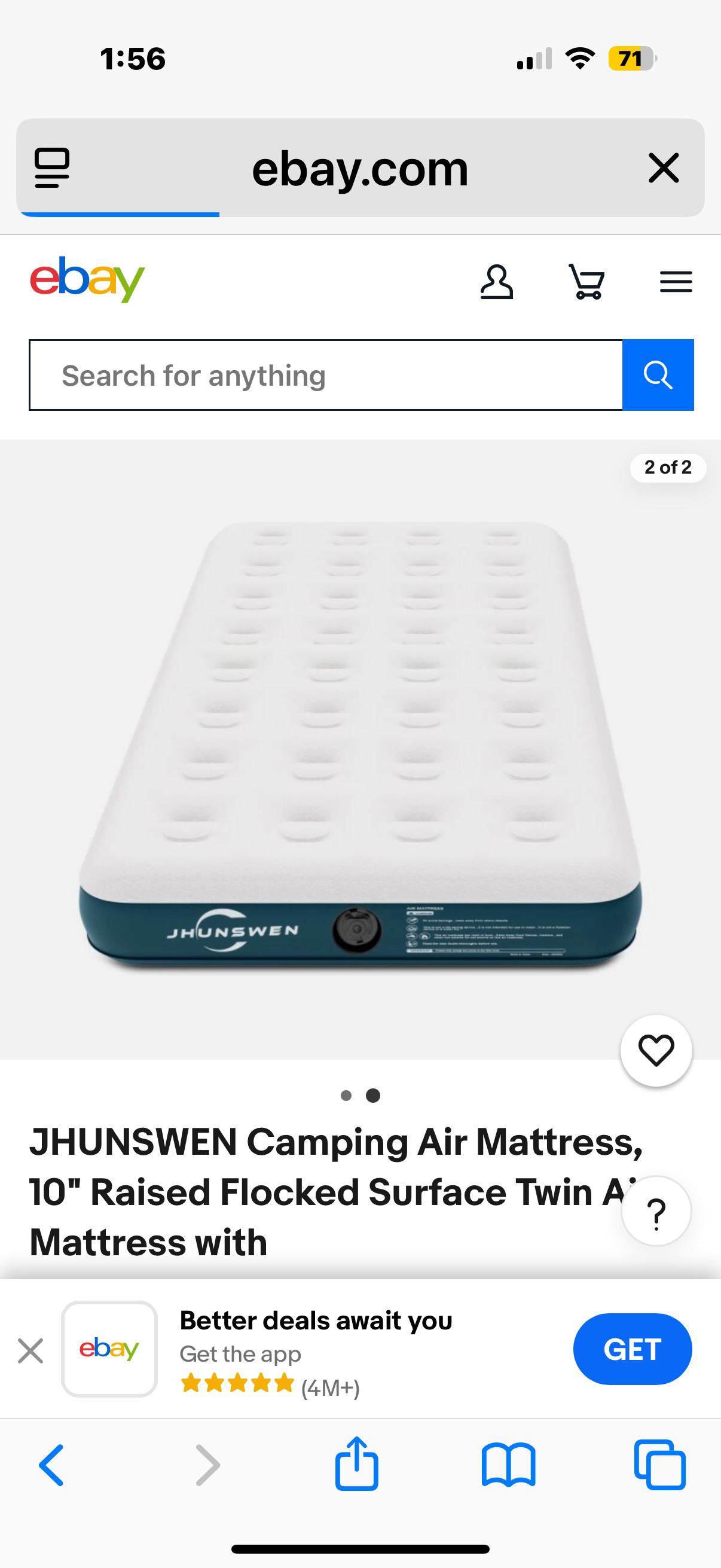 Camping Air Mattress, 10" Raised Flocked Surface Twin Mattress with Carry Bag, Easy to Inflate Blow Up Bed, Portable Inflatable Air Bed for Tents Travel Home Guests, 330lb MAX (No Pump)