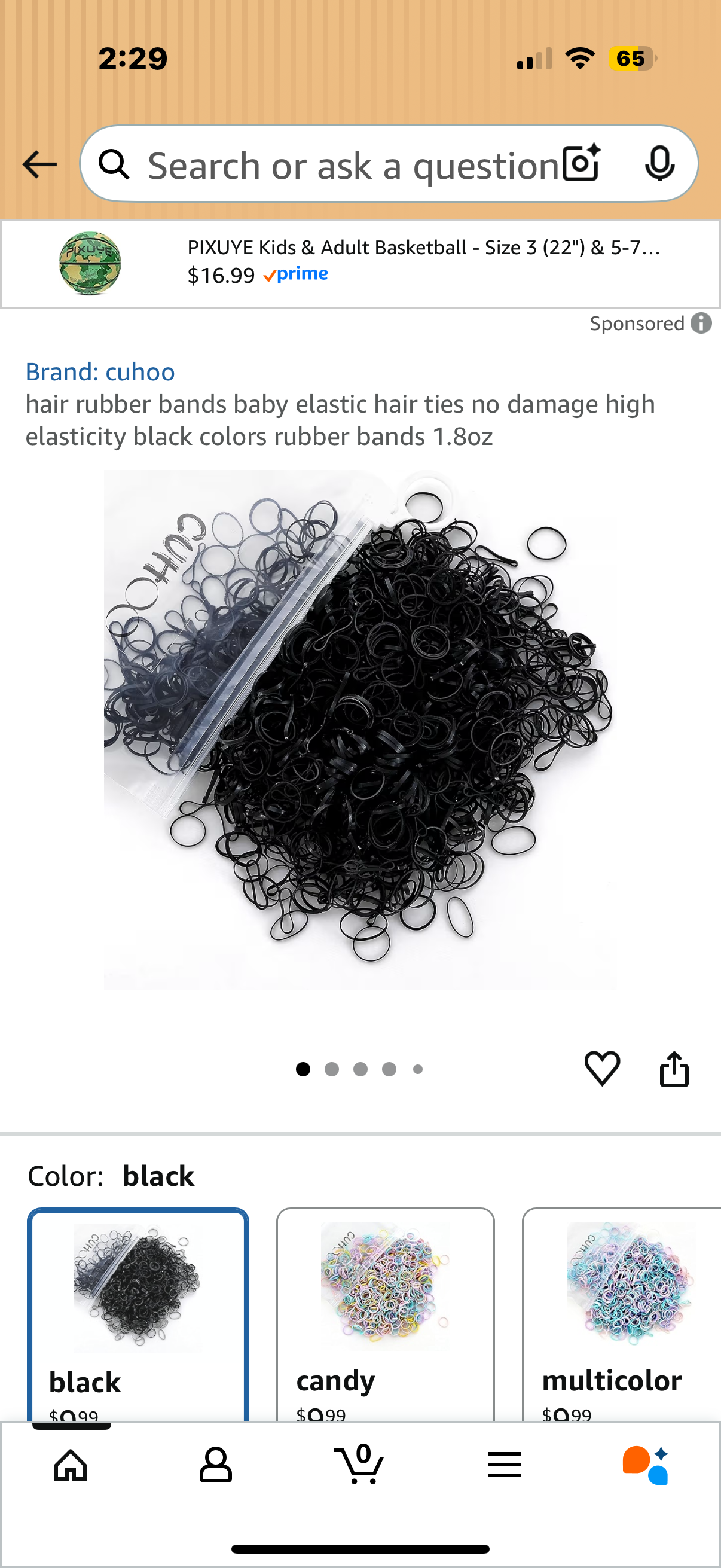 hair rubber bands baby elastic hair ties no damage high elasticity black colors rubber bands 1.8oz