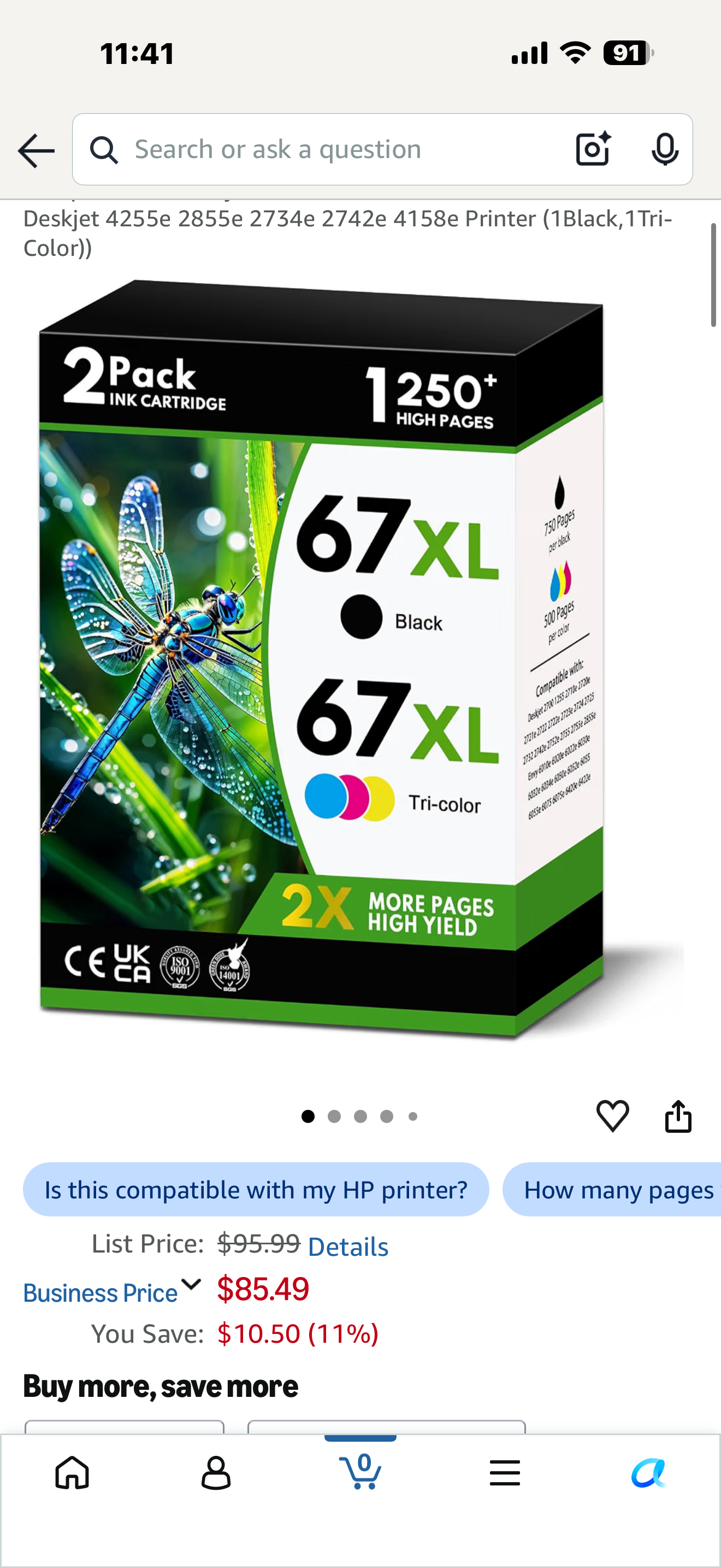 High Yield 67XL Ink Cartridges Black/Color Replacement for HP 67 XL Ink