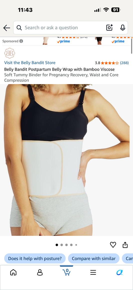Belly Bandit Postpartum Belly Wrap with Bamboo Viscose Soft Tummy Binder for Pregnancy Recovery, Waist and Core Compression (Small)
