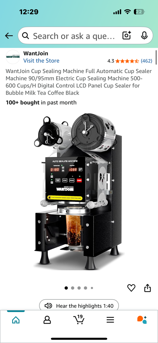 WantJoin Cup Sealing Machine, Fullly Automatic Cup Sealer Machine, 90/95mm, 500- 600 Cups/H for Bubble Milk, Tea,Coffee (R626)