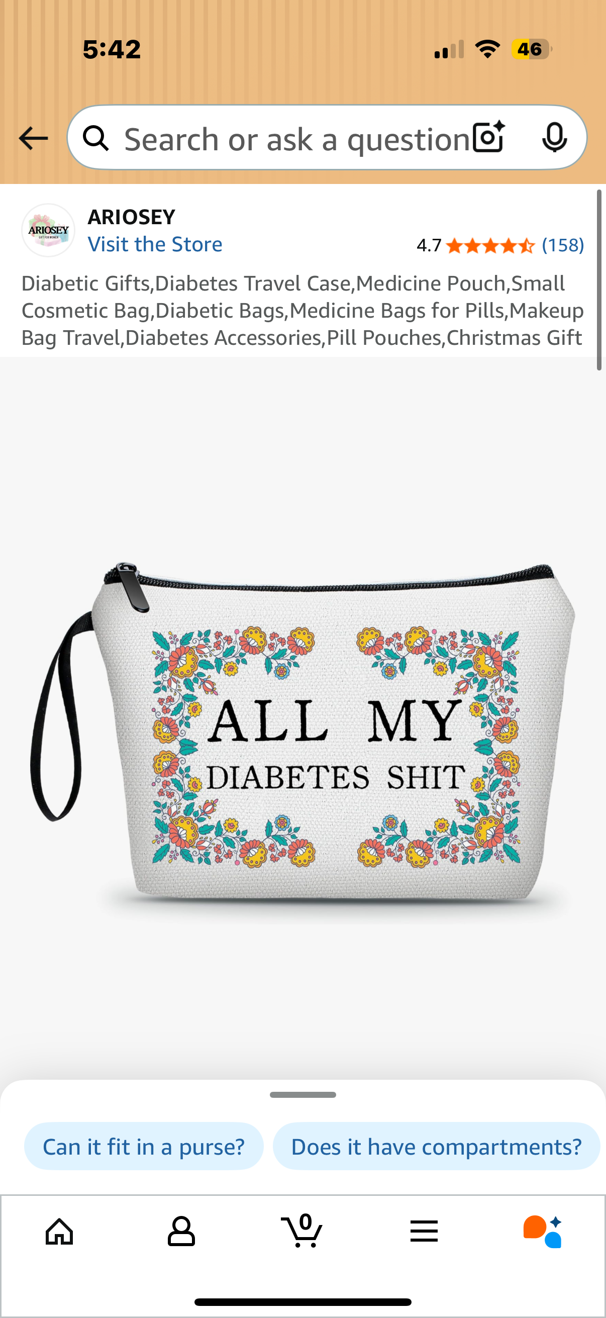 Diabetic Gifts,Diabetes Travel Case,Medicine Pouch,Small Cosmetic Bag,Diabetic Bags,Medicine Bags for Pills,Makeup Bag Travel,Diabetes Accessories,Pill Pouches,Christmas Gift