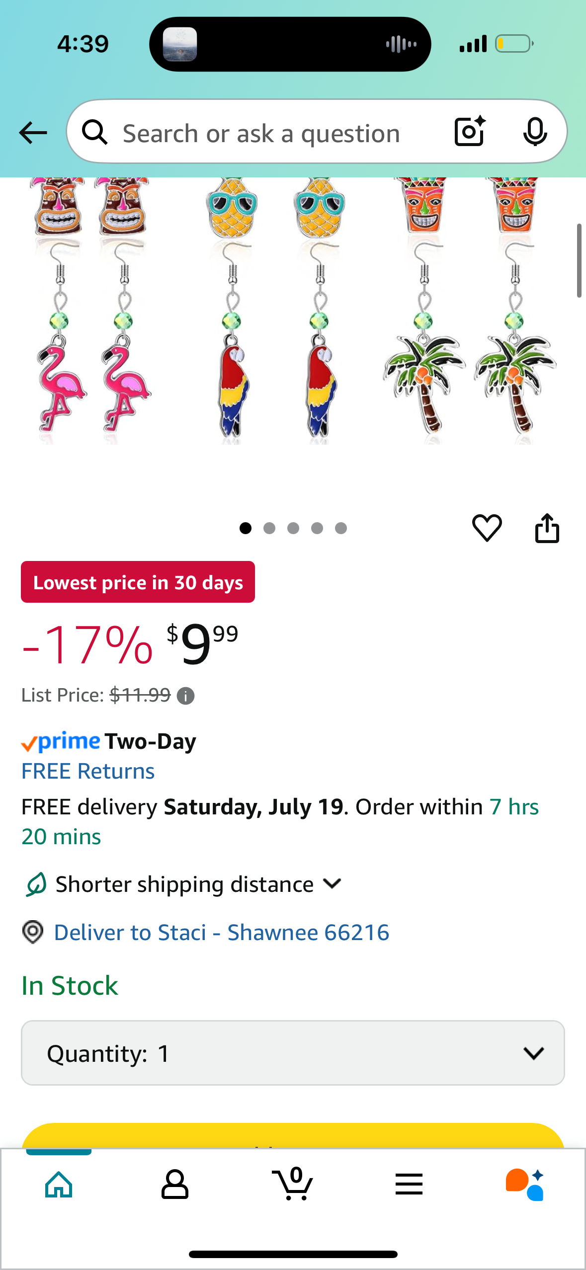 9 Pairs Tropical Earrings for Women Hawaiian Earrings Luau Hula Party Earrings Drop Dangle Jewelry Accessories for Summer Holiday