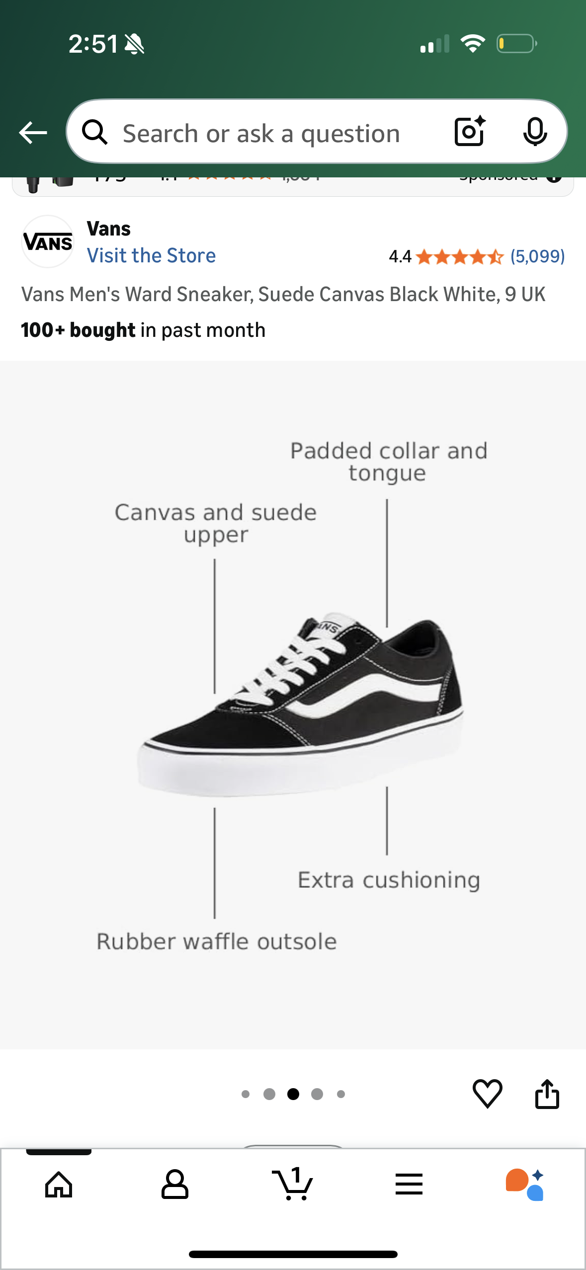 Vans Men's Ward Sneaker, Suede Canvas Black White (Size US 10 Mens)