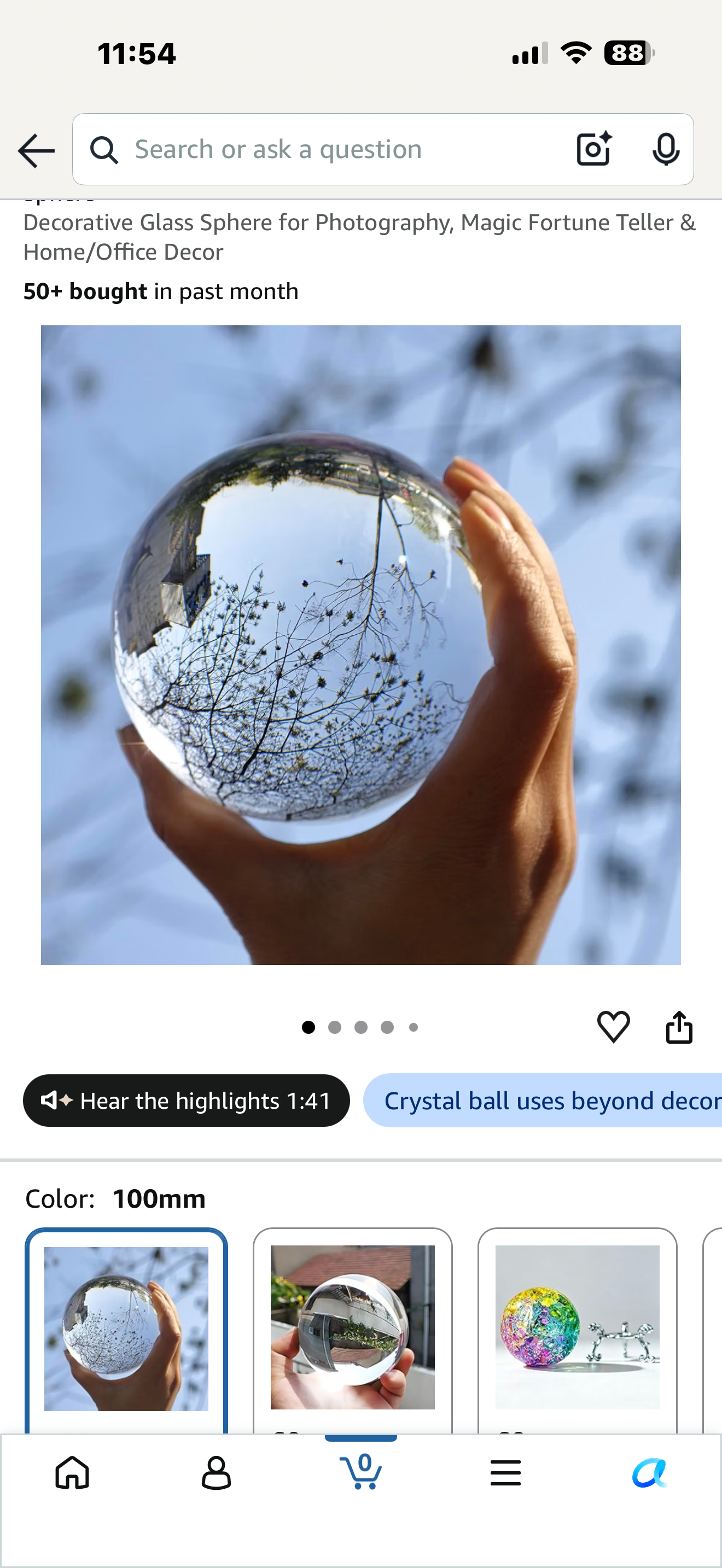 Clear Glass Crystal Ball