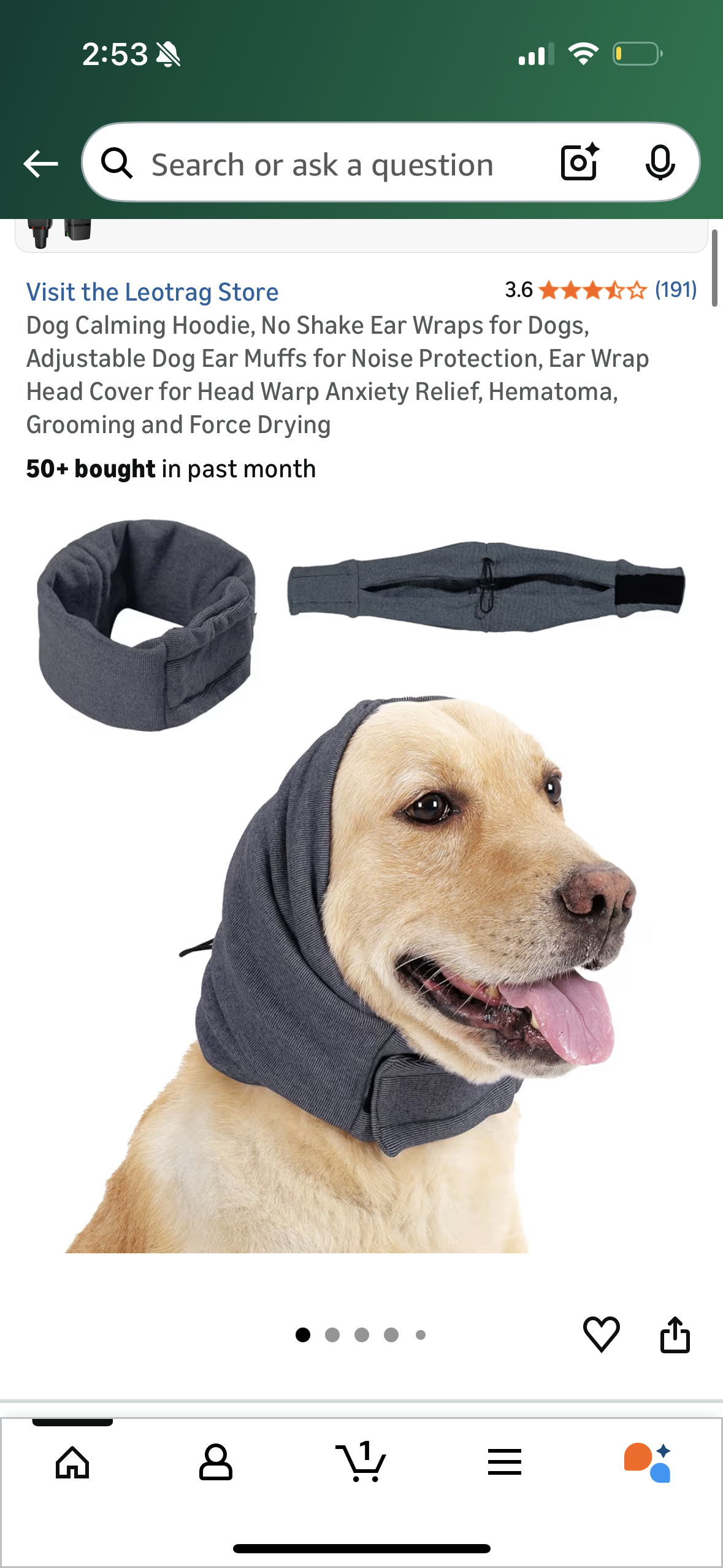 Dog Calming Hoodie, No Shake Ear Wraps for Dogs, Adjustable Dog Ear Muffs for Noise Protection, Ear Wrap Head Cover for Head Warp Anxiety Relief, Hematoma, Grooming and Force Drying