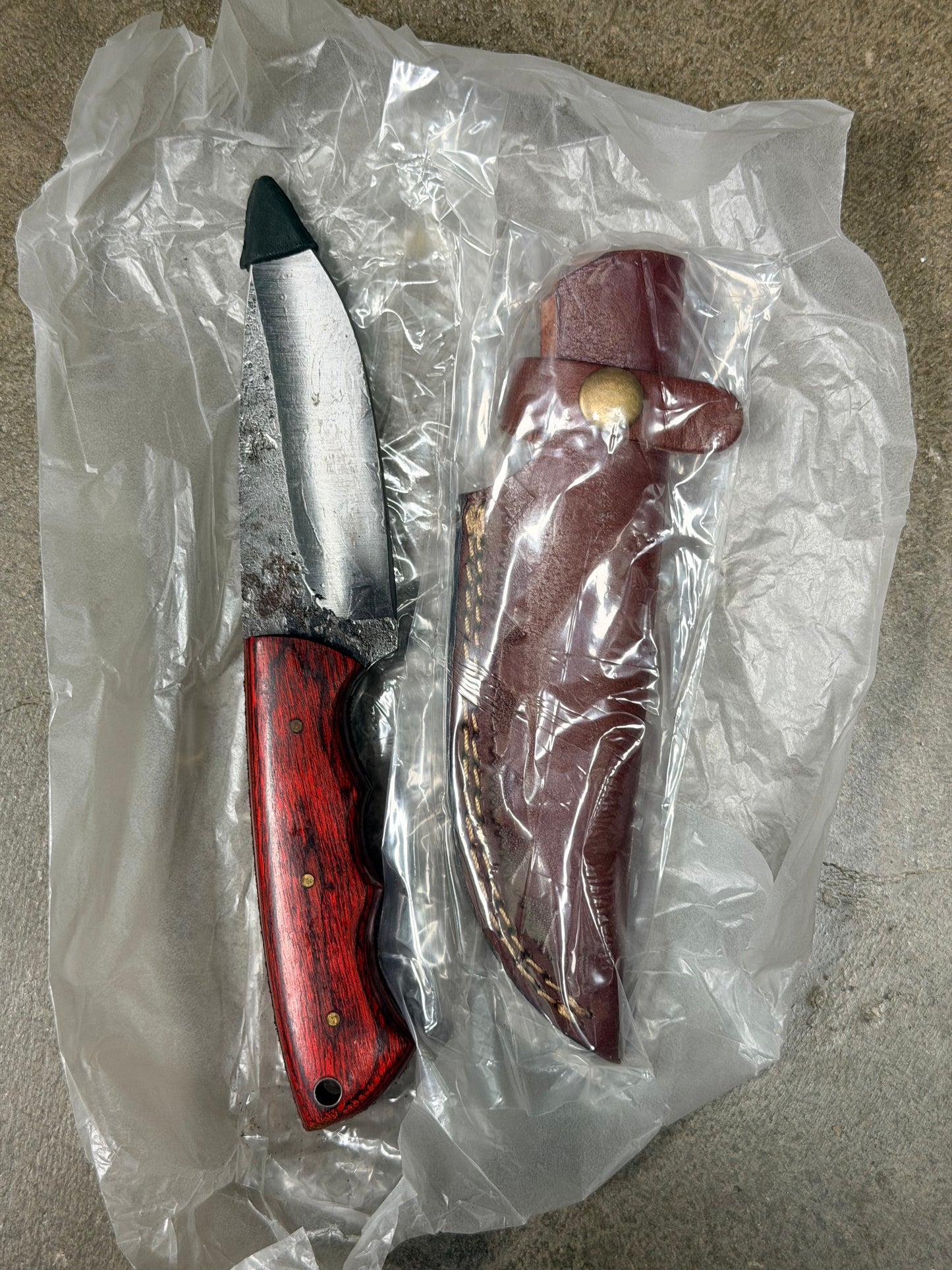 Wood Handle Knife With Sheath