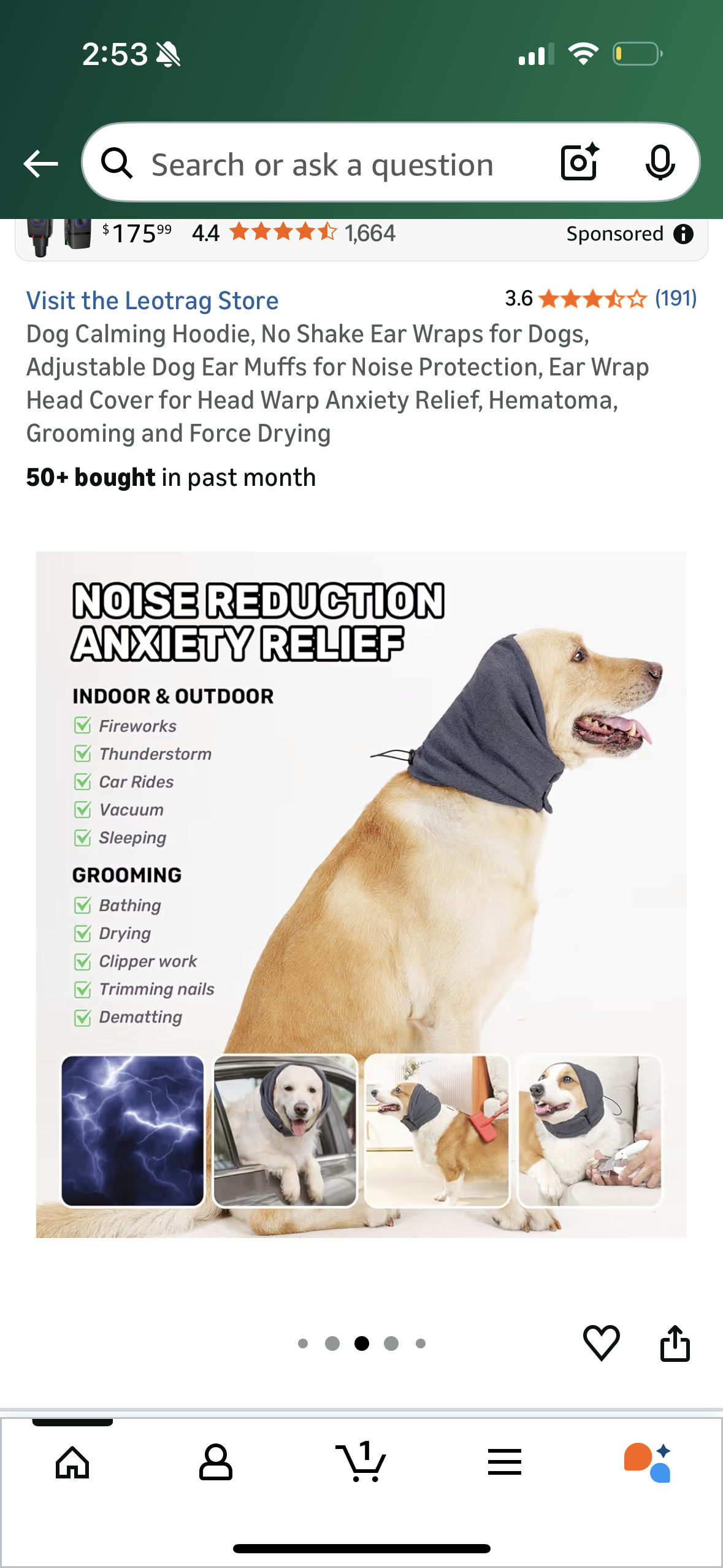Dog Calming Hoodie, No Shake Ear Wraps for Dogs, Adjustable Dog Ear Muffs for Noise Protection, Ear Wrap Head Cover for Head Warp Anxiety Relief, Hematoma, Grooming and Force Drying