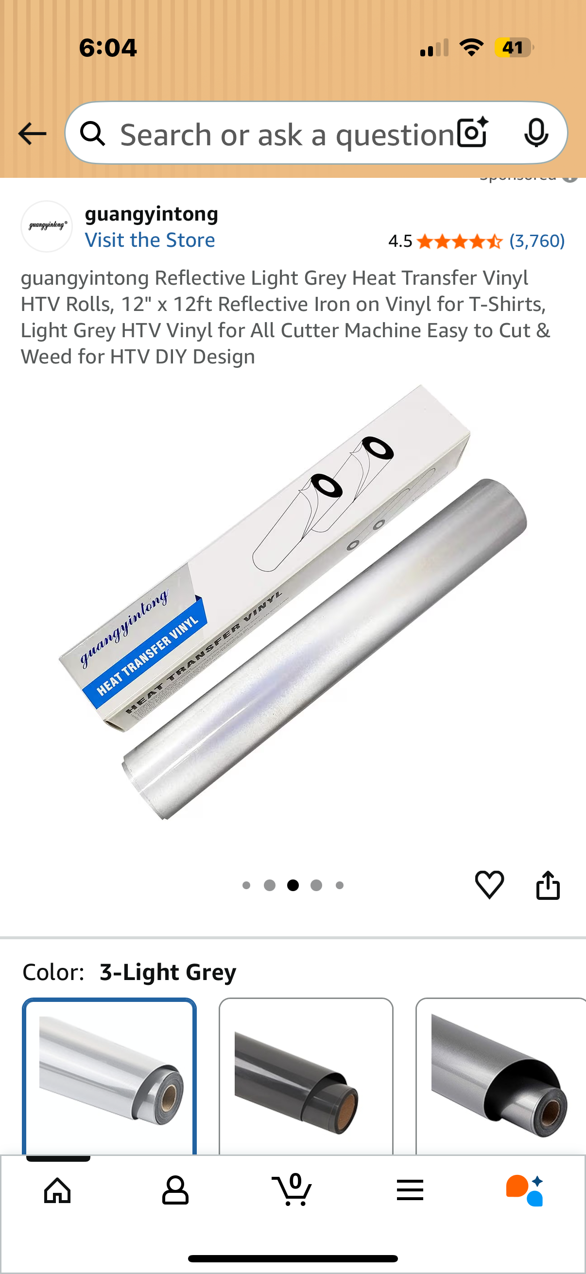 Reflective Light Grey Heat Transfer Vinyl HTV Rolls, 12" x 12ft Reflective Iron on Vinyl for T-Shirts, Light Grey HTV Vinyl for All Cutter Machine Easy to Cut & Weed for HTV DIY Design