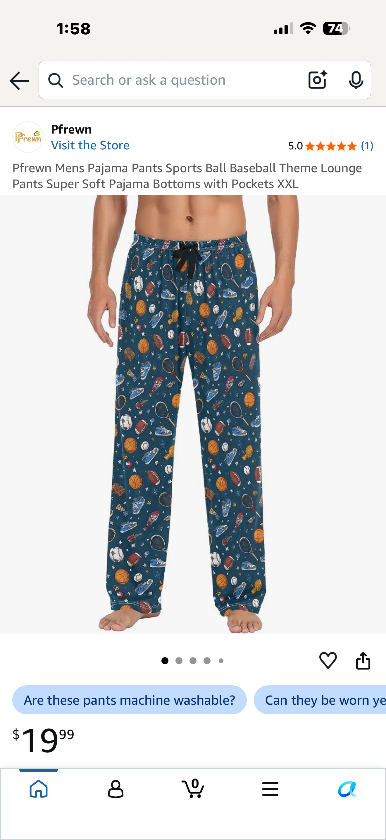 Pfrewn Mens Pajama Pants Sports Ball Baseball Theme Lounge Pants Super Soft Pajama Bottoms with Pockets (Size XXL)