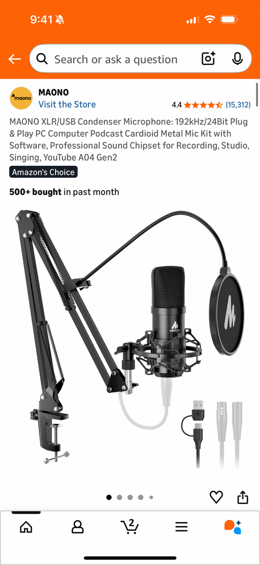 MAONO XLR/USB Condenser Microphone: 192kHz/24Bit Plug & Play PC Computer Podcast Cardioid Metal Mic Kit with Software, Professional Sound Chipset for Recording, Studio, Singing, YouTube A04 Gen2
