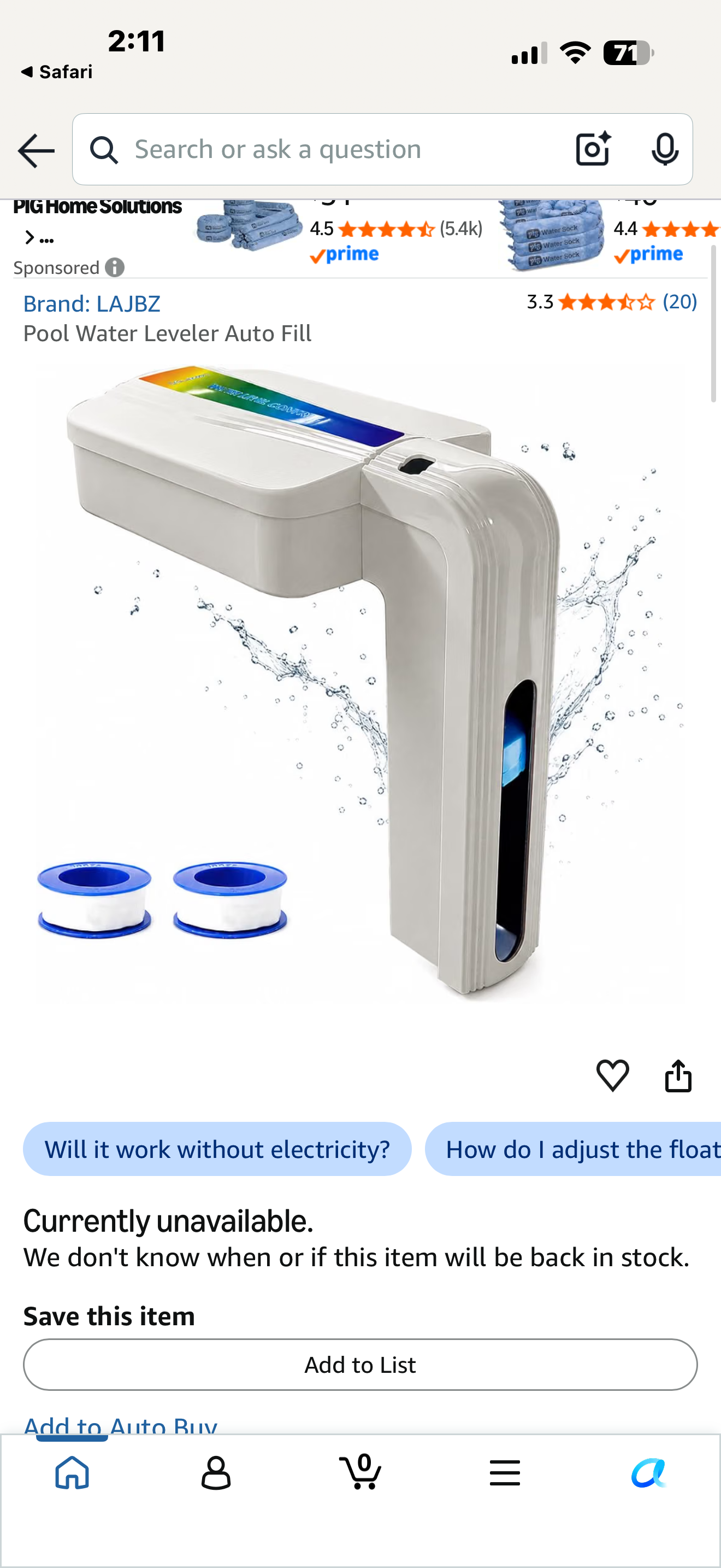 LAJBZ Automatic Pool Filler, Pool Water Level Controller - Adjustable Float Valve, No Power Needed, Prevents Water Loss & Pump Damage, Durable & Easy to Install for Pools, Spas & Fountains, Gold