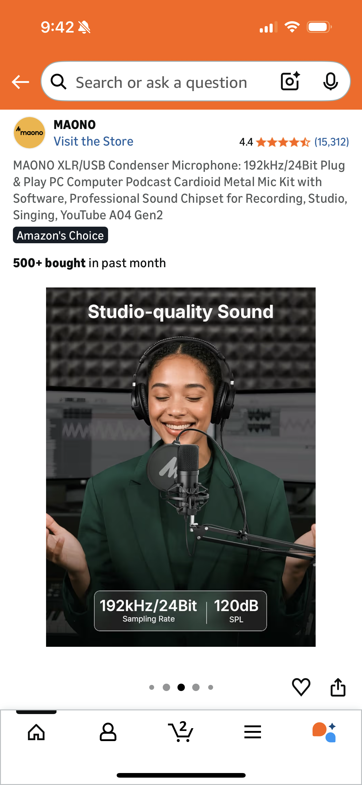 MAONO XLR/USB Condenser Microphone: 192kHz/24Bit Plug & Play PC Computer Podcast Cardioid Metal Mic Kit with Software, Professional Sound Chipset for Recording, Studio, Singing, YouTube A04 Gen2