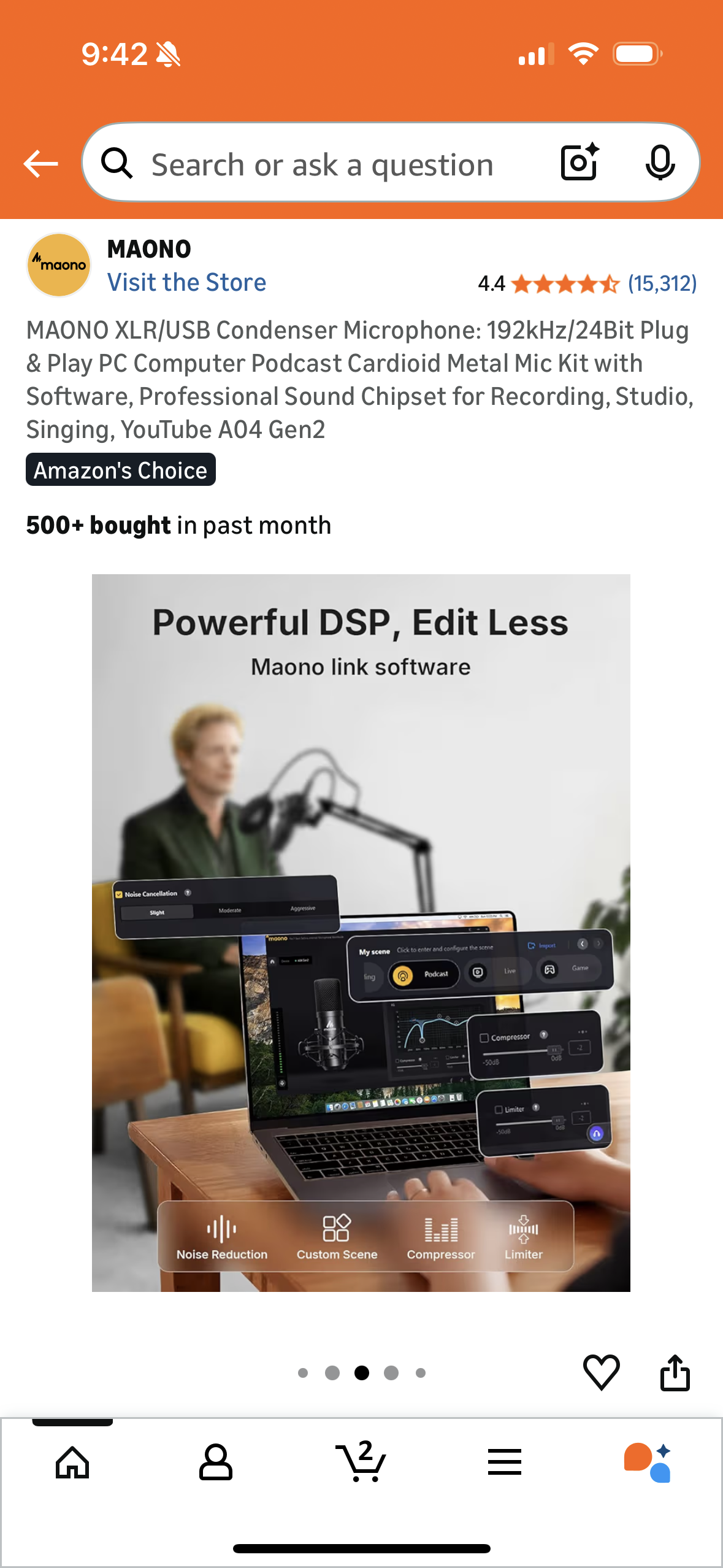 MAONO XLR/USB Condenser Microphone: 192kHz/24Bit Plug & Play PC Computer Podcast Cardioid Metal Mic Kit with Software, Professional Sound Chipset for Recording, Studio, Singing, YouTube A04 Gen2