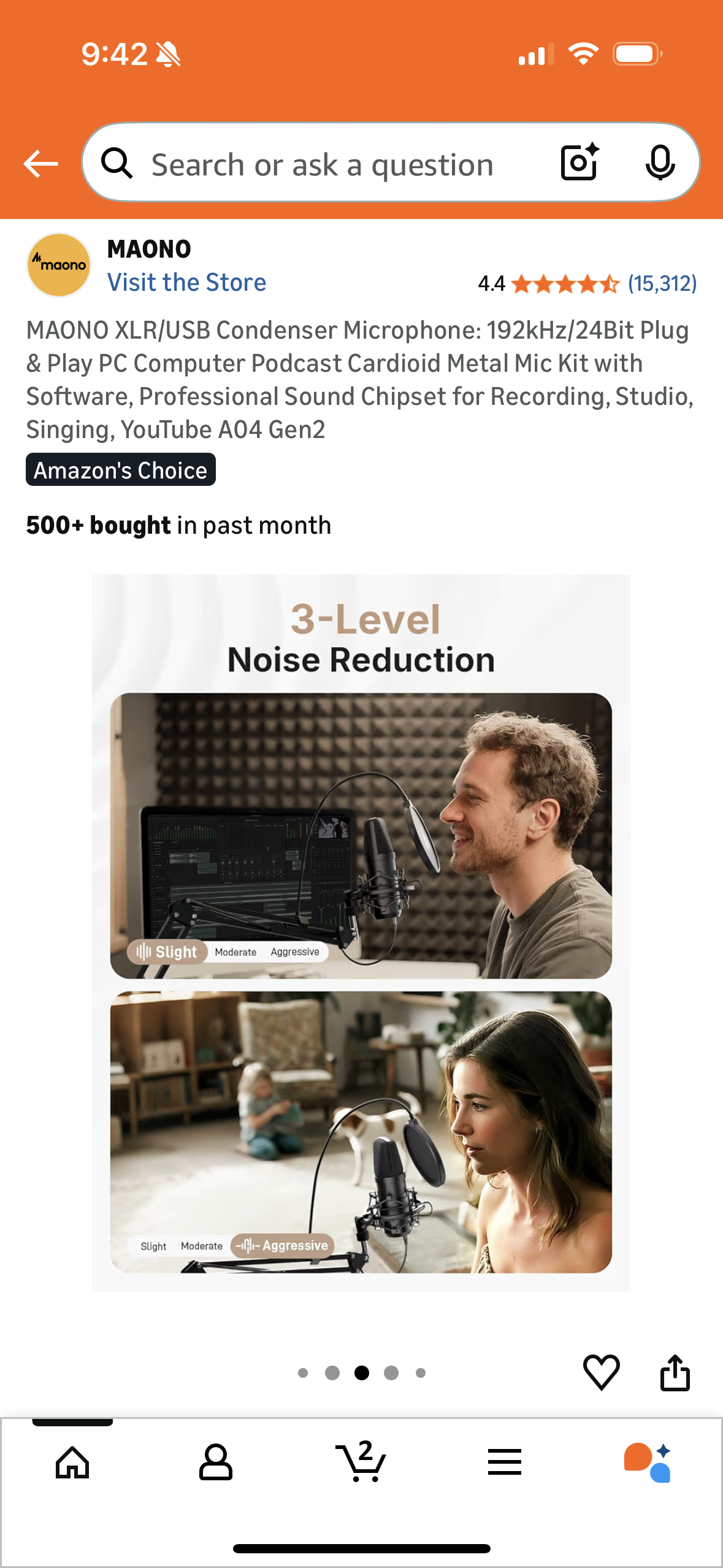 MAONO XLR/USB Condenser Microphone: 192kHz/24Bit Plug & Play PC Computer Podcast Cardioid Metal Mic Kit with Software, Professional Sound Chipset for Recording, Studio, Singing, YouTube A04 Gen2