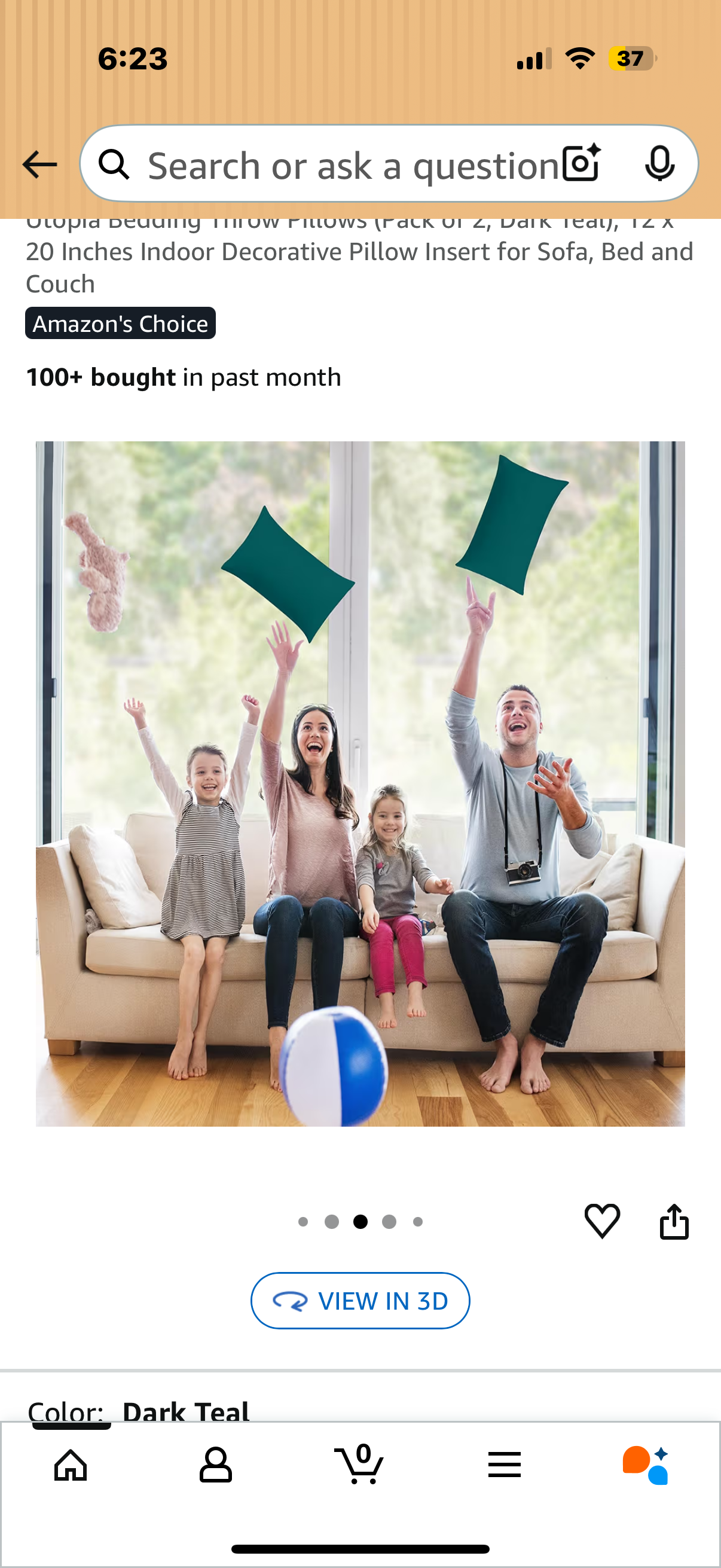 Utopia Bedding Throw Pillows (Pack of 2, Dark Teal), 12 x 20 Inches Indoor Decorative Pillow Insert for Sofa, Bed and Couch