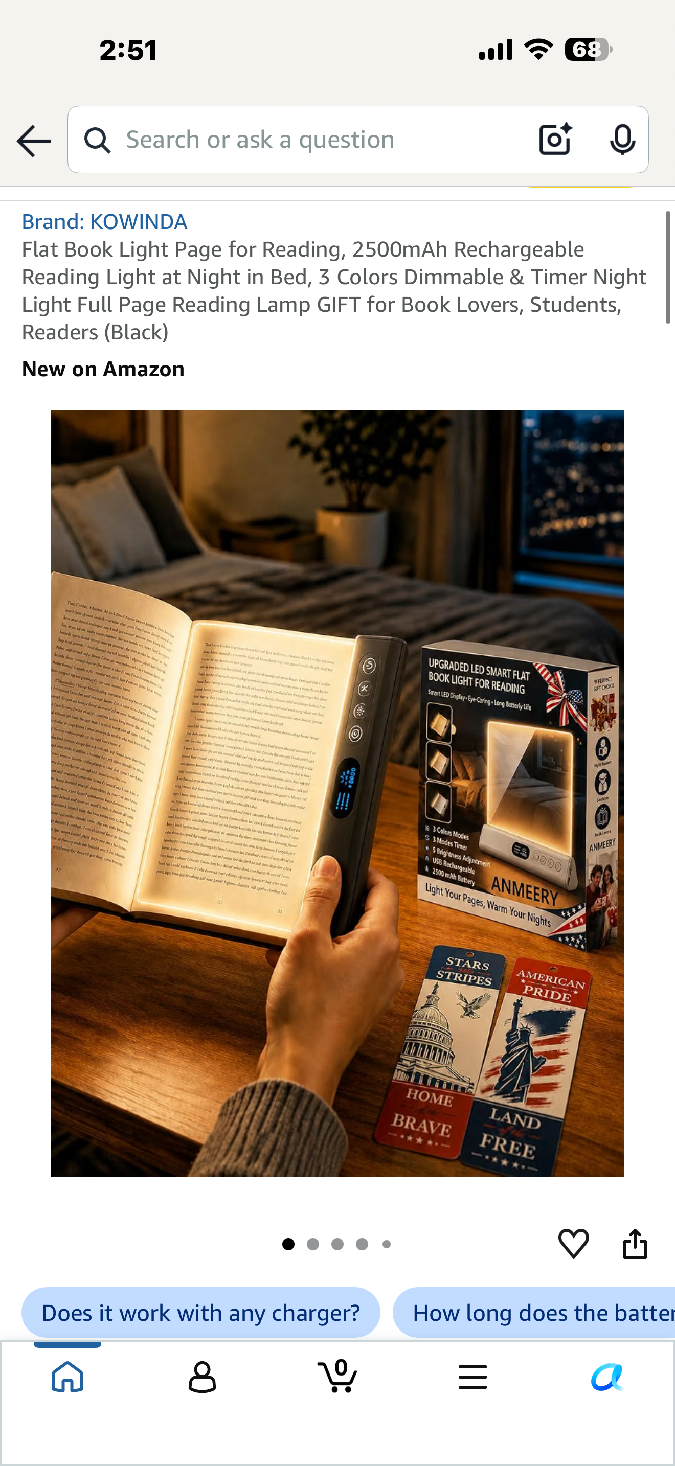 Flat Book Light Page for Reading, 2500mAh Rechargeable Reading Light at Night in Bed, 3 Colors Dimmable & Timer Night Light Full Page Reading Lamp GIFT for Book Lovers, Students, Readers (Black)