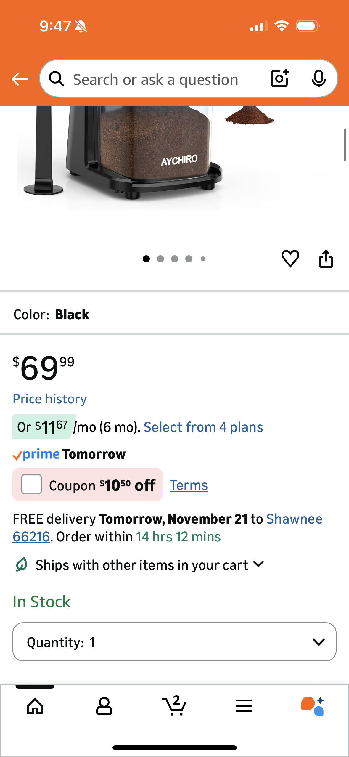 Coffee Grinder Electric, Coffee Beans Grinder for Home Use with 30 Grind Settings - 12 Cups Capacity for Espresso, Drip & Americano, Black