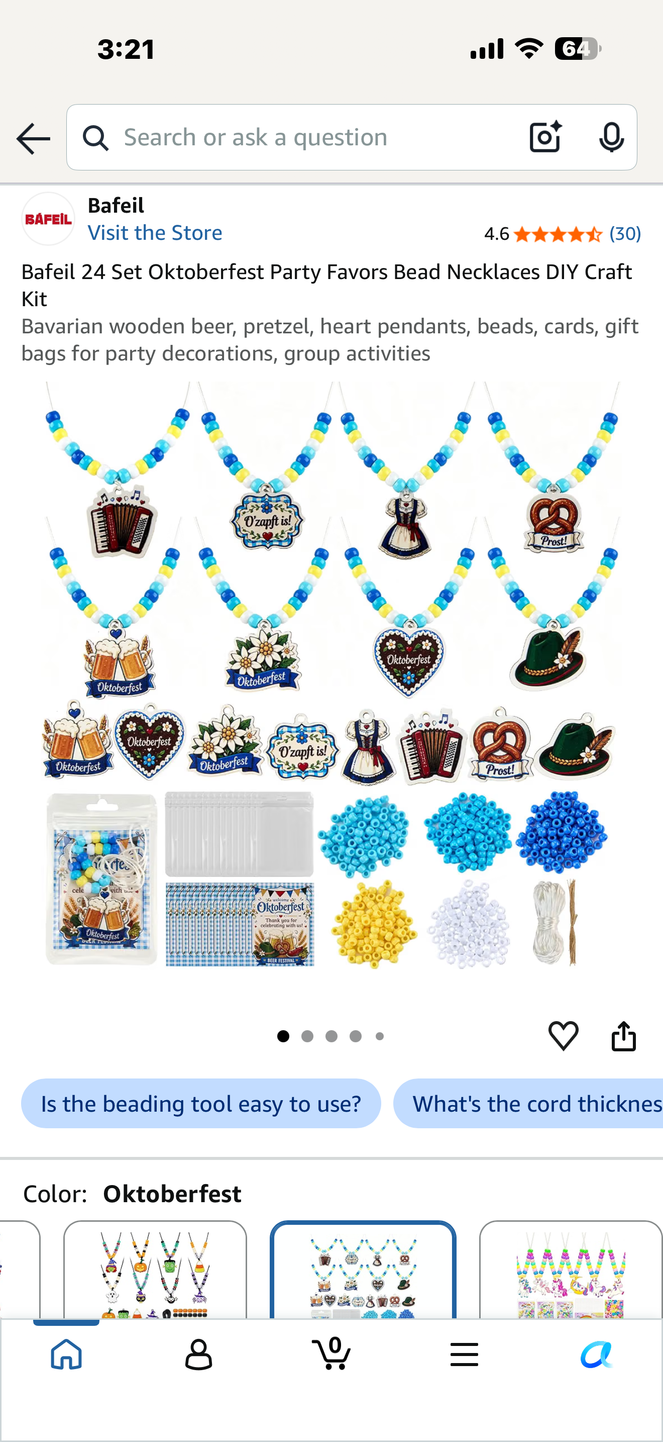 Bafeil 24 Set Oktoberfest Party Favors Bead Necklaces DIY Craft Kit