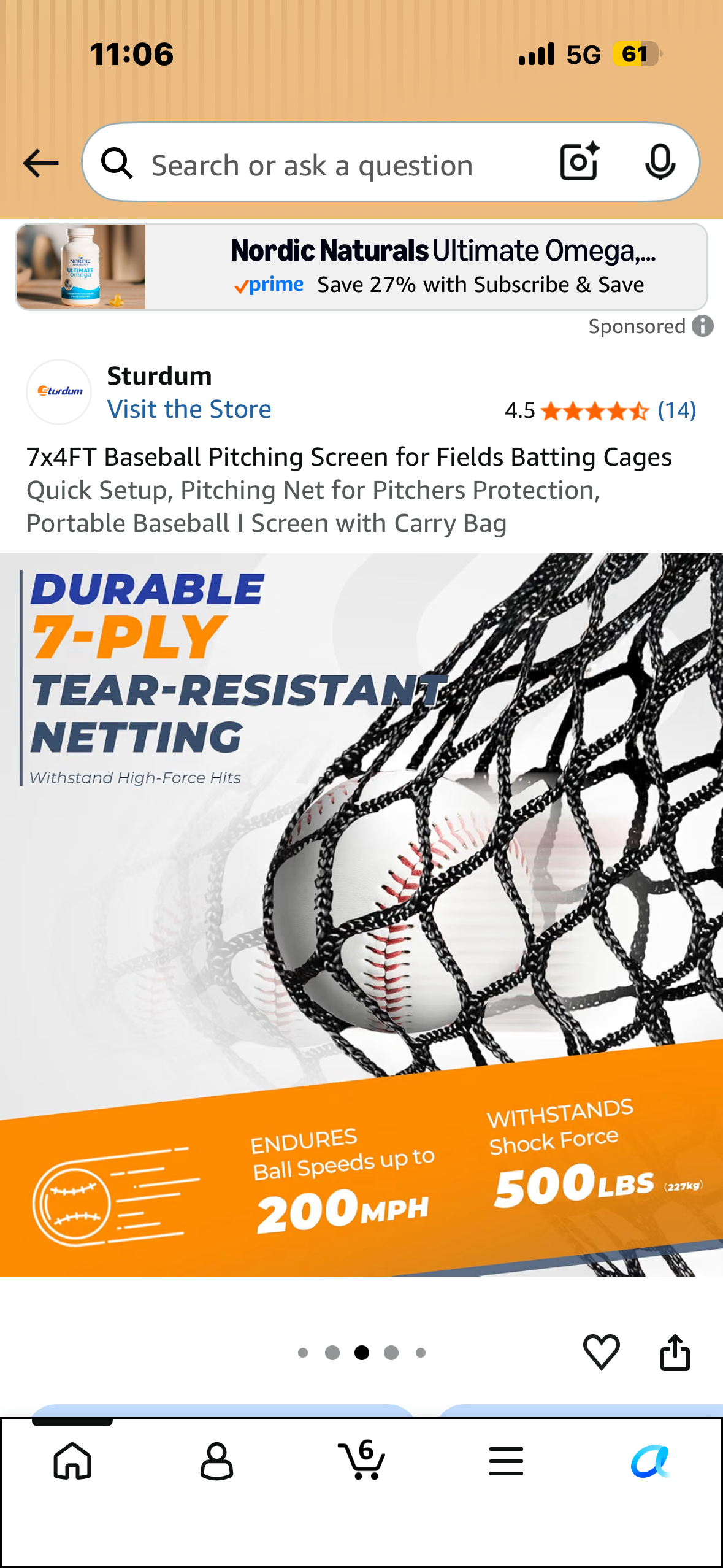 7x4FT Baseball Pitching Screen for Fields Batting Cages Quick Setup, Pitching Net for Pitchers Protection, Portable Baseball I Screen with Carry Bag