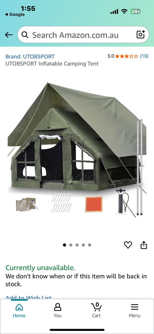 Inflatable Tent with Pump,4-6 Person Glamping Camping Tent House, Easy Setup, 4 Seasons, Waterproof with Mesh Windows (W478)