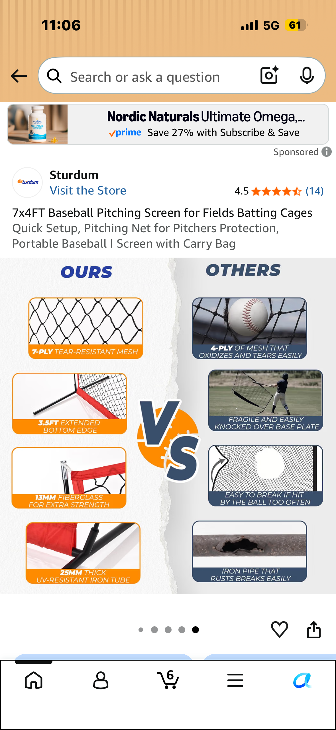 7x4FT Baseball Pitching Screen for Fields Batting Cages Quick Setup, Pitching Net for Pitchers Protection, Portable Baseball I Screen with Carry Bag