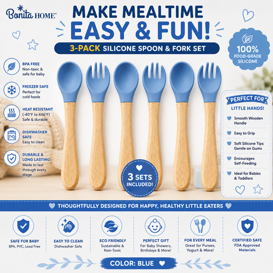 Bonita Home 3 Sets of Forks and Spoons (Blue)