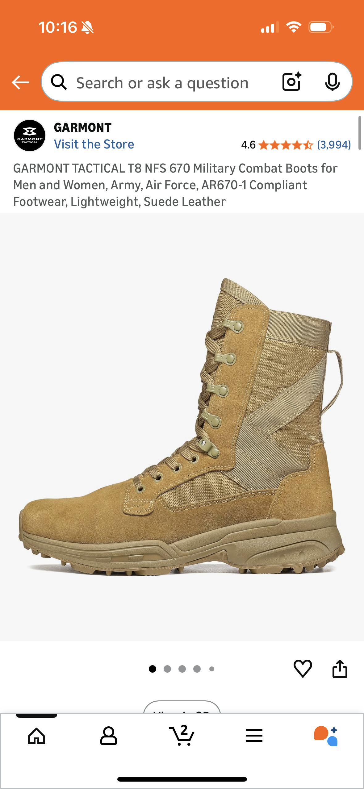 GARMONT TACTICAL T8 NFS 670 Military Combat Boots for Men and Women, Army, Air Force, AR670-1 Compliant Footwear, Lightweight, Suede Leather (Size US 9 Unisex)