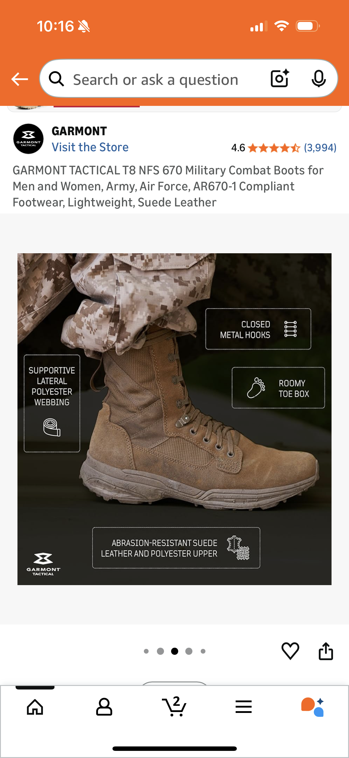 GARMONT TACTICAL T8 NFS 670 Military Combat Boots for Men and Women, Army, Air Force, AR670-1 Compliant Footwear, Lightweight, Suede Leather (Size US 9 Unisex)