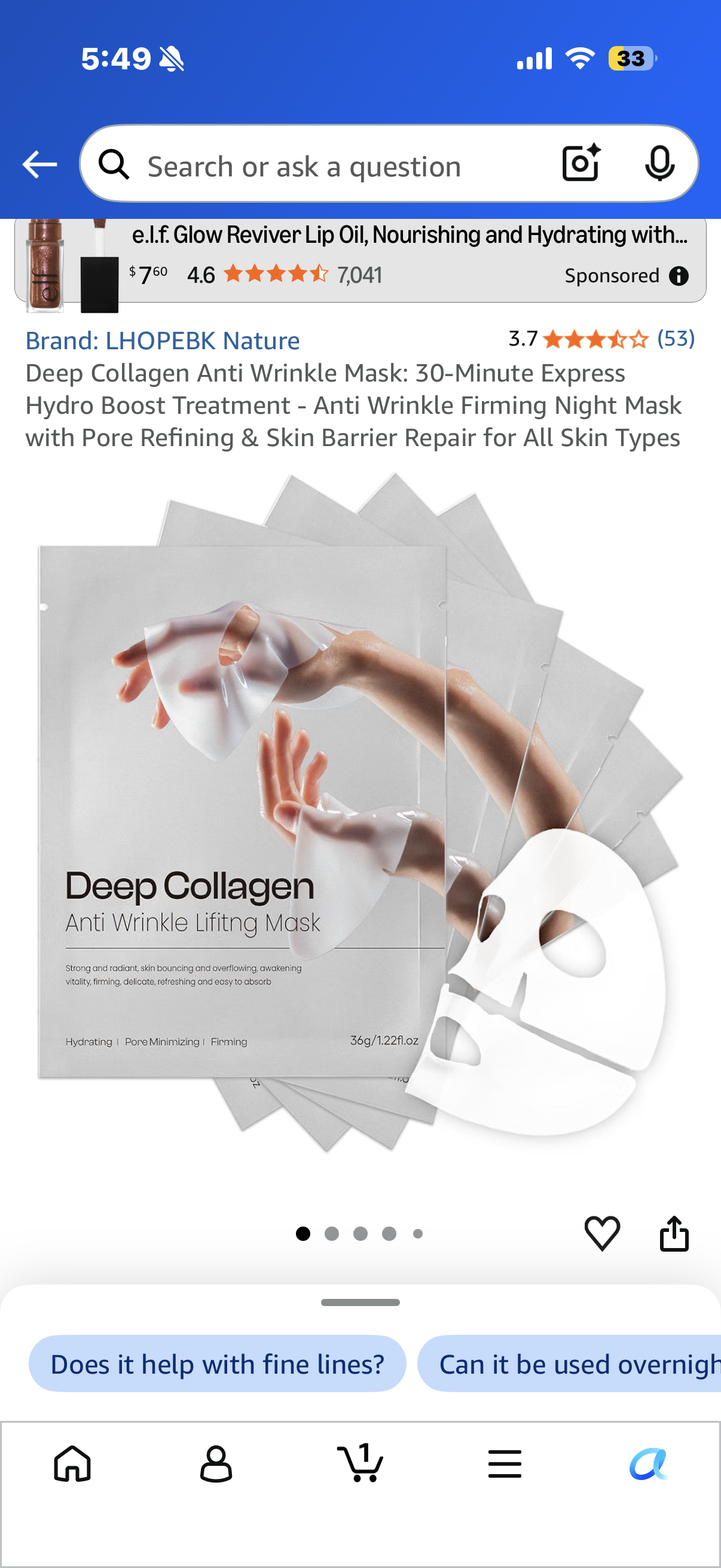 Deep Collagen Anti Wrinkle Mask: 30-Minute Express Hydro Boost Treatment - Anti Wrinkle Firming Night Mask with Pore Refining & Skin Barrier Repair for All Skin Types