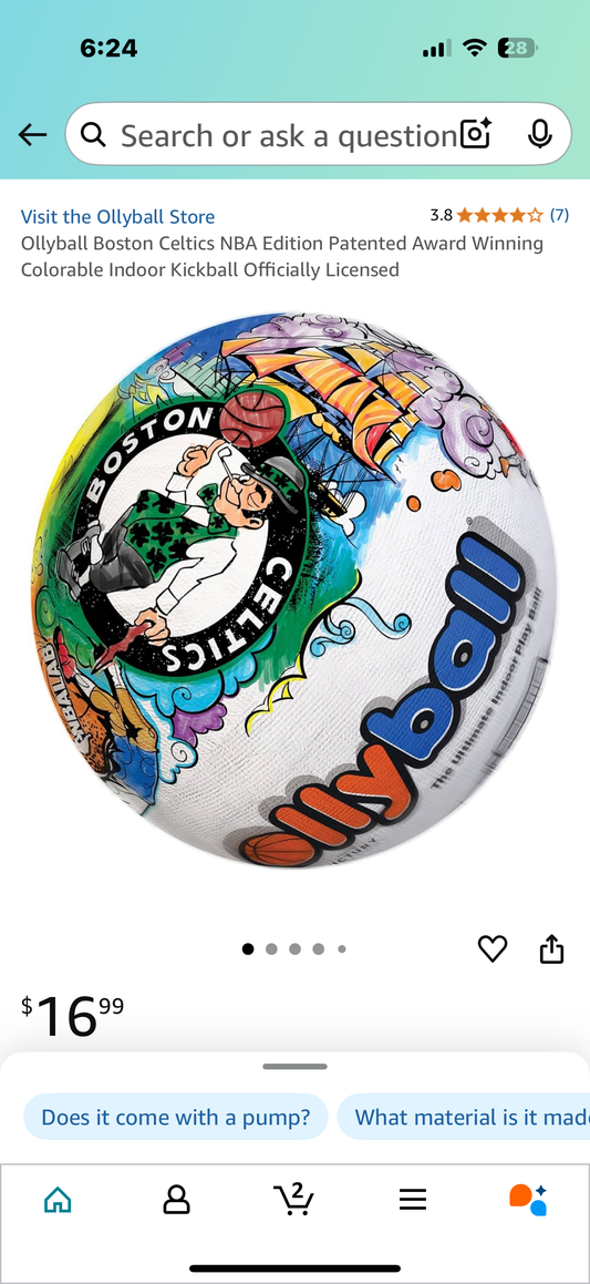 Ollyball Boston Celtics NBA Edition Patented Award Winning Colorable Indoor Kickball Officially Licensed
