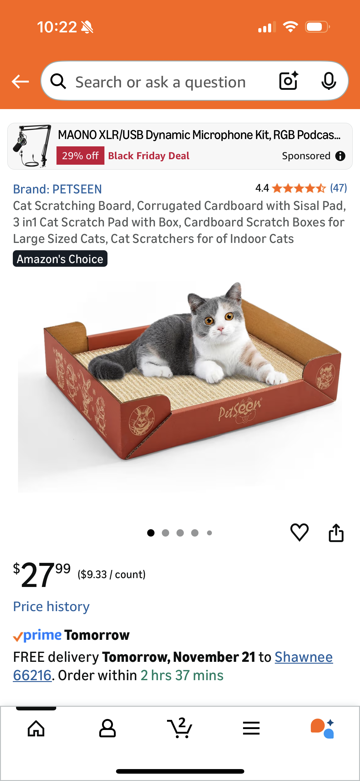 Cat Scratching Board, Corrugated Cardboard with Sisal Pad, 3 in1 Cat Scratch Pad with Box, Cardboard Scratch Boxes for Large Sized Cats, Cat Scratchers for of Indoor Cats