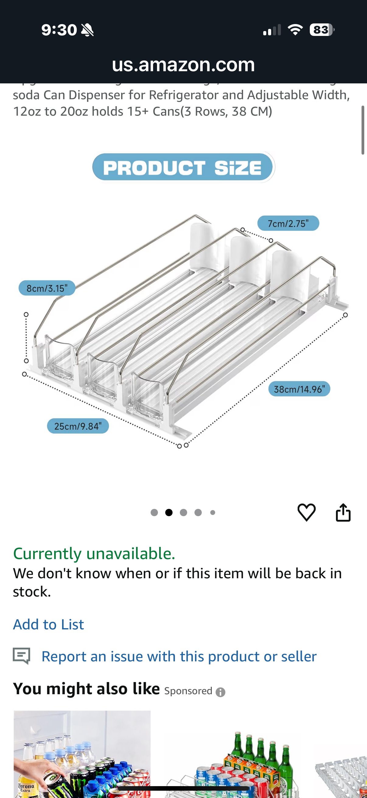 iklestar Upgrade Drink Organizer for Fridge, Iklestar Self-Sliding soda Can Dispenser for Refrigerator and Adjustable Width, 12oz to 20oz holds 25+ Cans(5 Rows, 38 CM) White