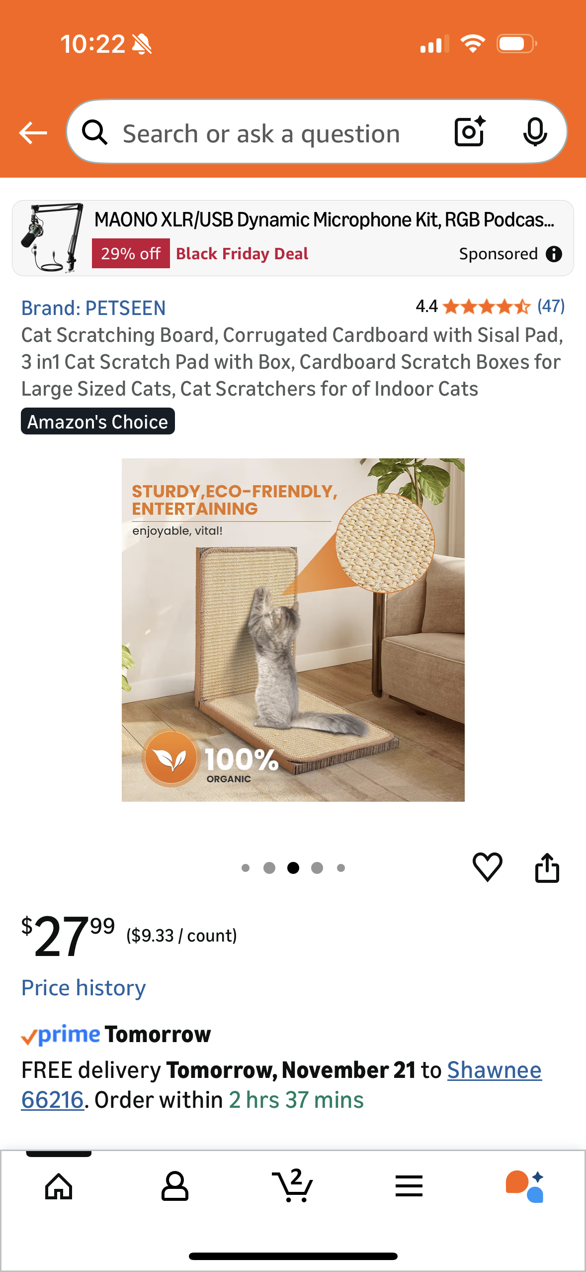 Cat Scratching Board, Corrugated Cardboard with Sisal Pad, 3 in1 Cat Scratch Pad with Box, Cardboard Scratch Boxes for Large Sized Cats, Cat Scratchers for of Indoor Cats