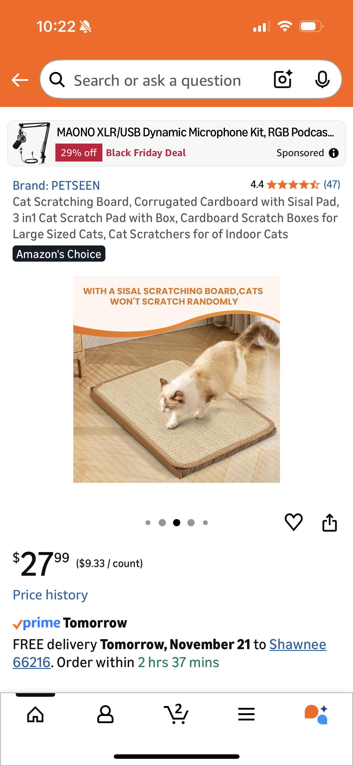 Cat Scratching Board, Corrugated Cardboard with Sisal Pad, 3 in1 Cat Scratch Pad with Box, Cardboard Scratch Boxes for Large Sized Cats, Cat Scratchers for of Indoor Cats