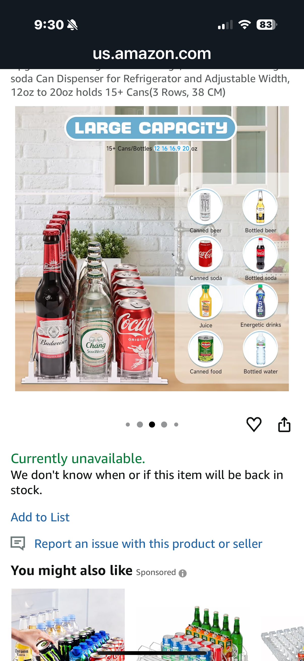 iklestar Upgrade Drink Organizer for Fridge, Iklestar Self-Sliding soda Can Dispenser for Refrigerator and Adjustable Width, 12oz to 20oz holds 25+ Cans(5 Rows, 38 CM) White