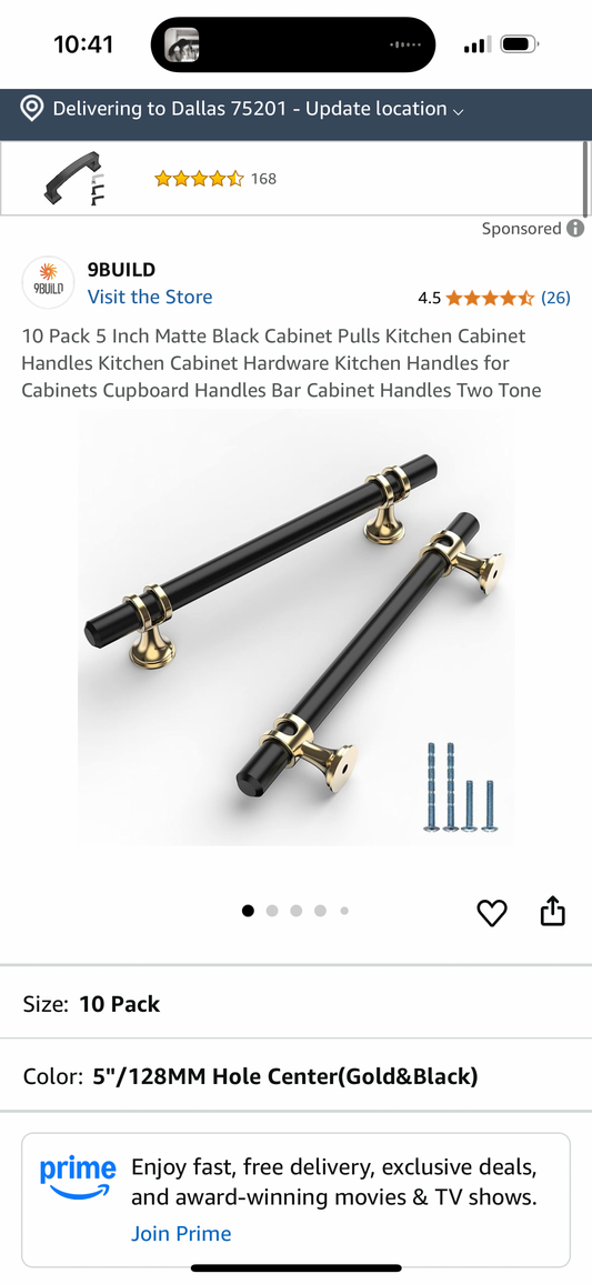 10 Pack Knurled Black Cabinet Pulls Kitchen Cabinet LP Handles Matte Black Kitchen Cabinet Handles for Drawer Dresser, 6-1/4 Inch（160mm） Center to Center Knurled Black Cabinet Pulls