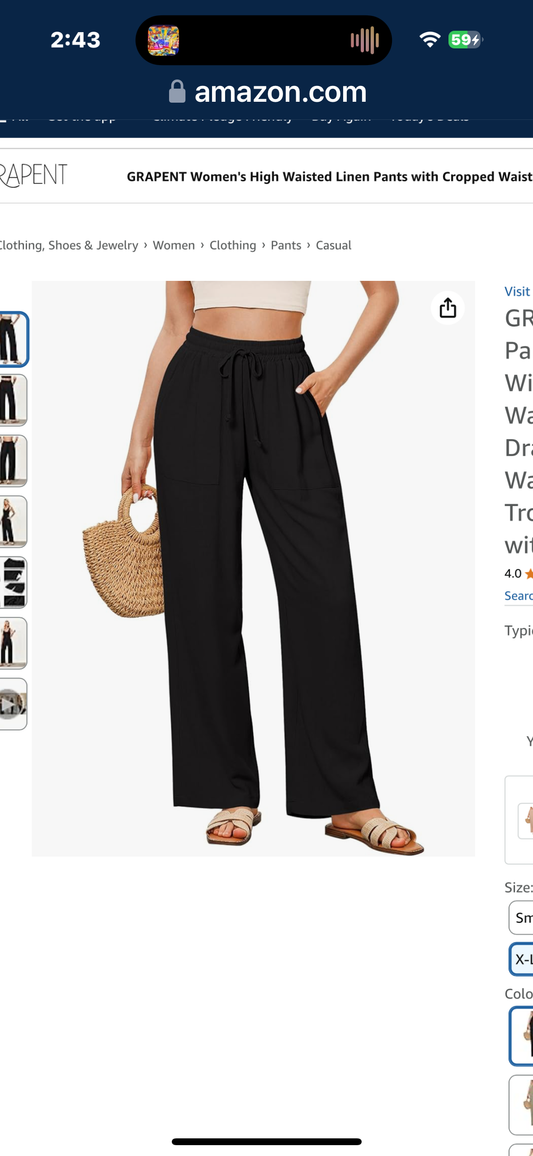 High Rise Smocked Trousers (Size Medium)