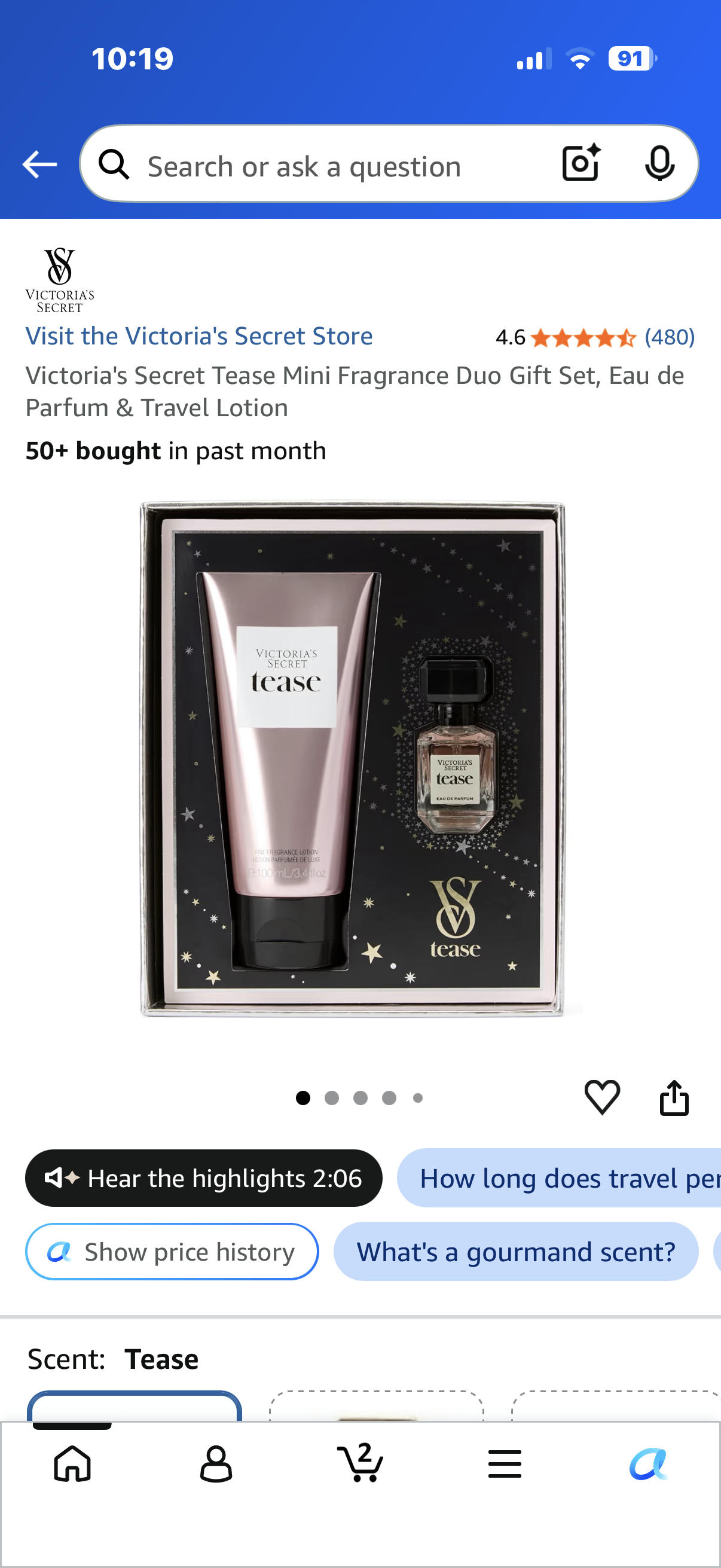Victoria's Secret Tease Mini Fragrance Duo Gift Set, Eau de Parfum & Travel Lotion