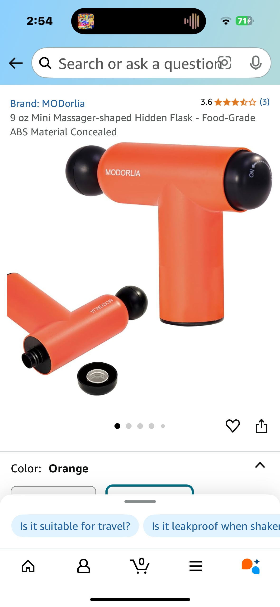 9 oz Mini Massager-shaped Hidden Flask - Food-Grade ABS Material Concealed