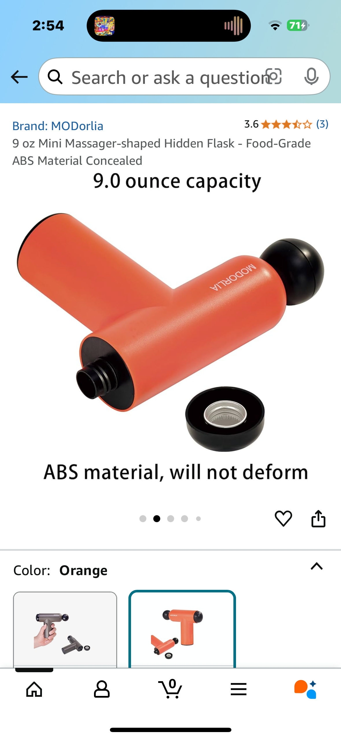 9 oz Mini Massager-shaped Hidden Flask - Food-Grade ABS Material Concealed